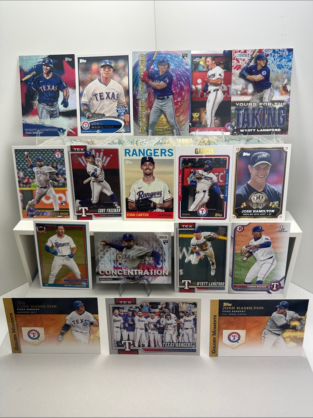 Wyatt Langford rookie & Josh Hamilton Rangers lot of 17